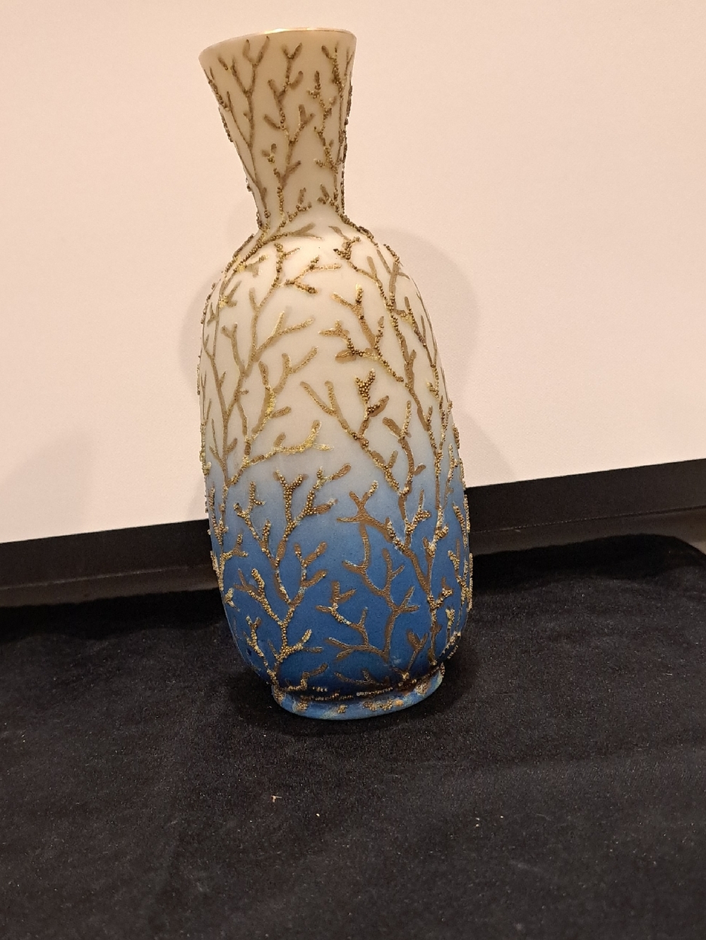Antique Mt Washington Victorian Era Style Coralene Glass Vase. 9"